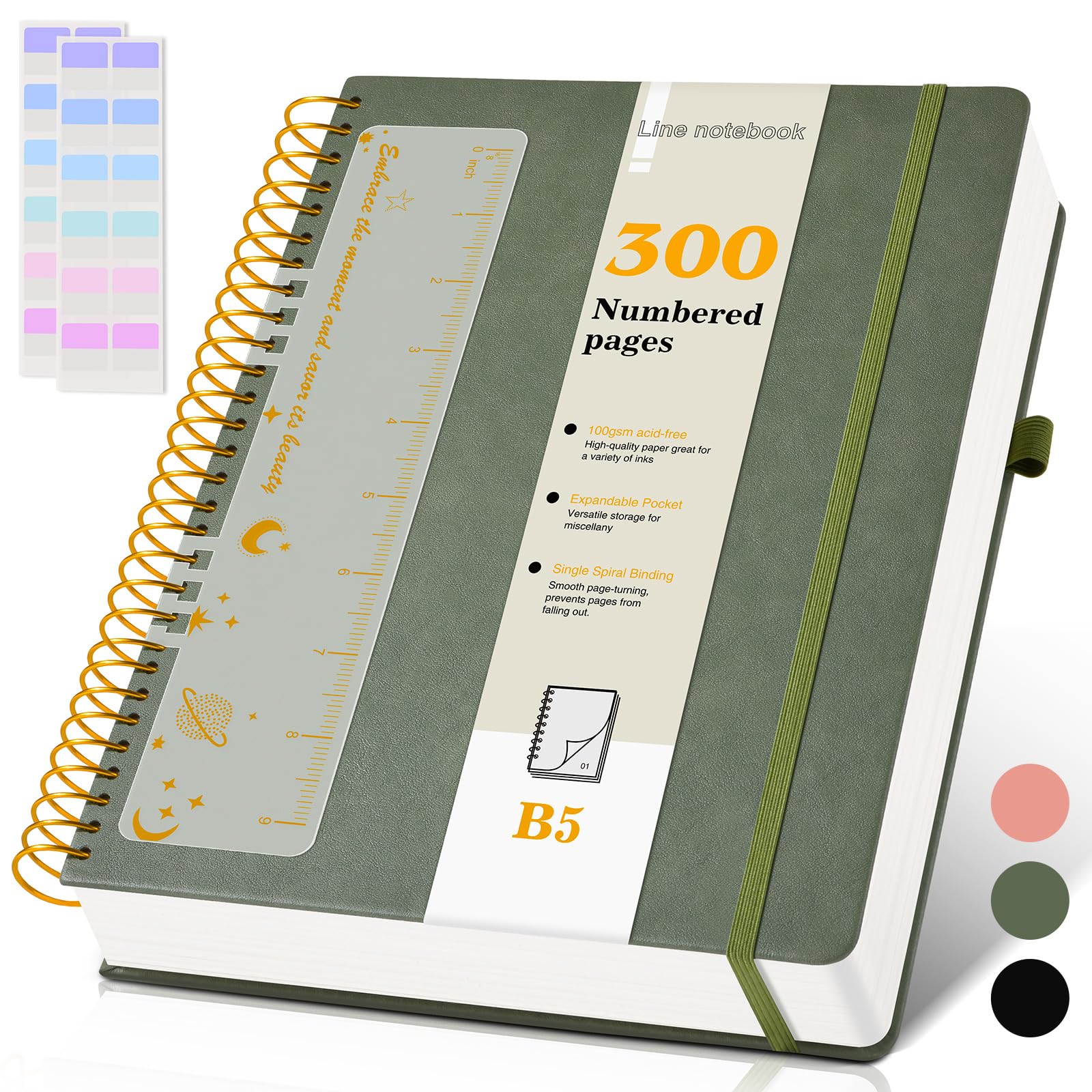 Amazon.com : B5 Spiral Notebook Journal 7.6” x 10”, 300 Numbered